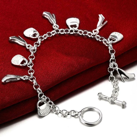 Jewelry - Silver Shoe & Handbag Charm Toggle Chain Bracelet